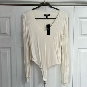 Ivory V-Neck Balloon Sleeve Bodysuit